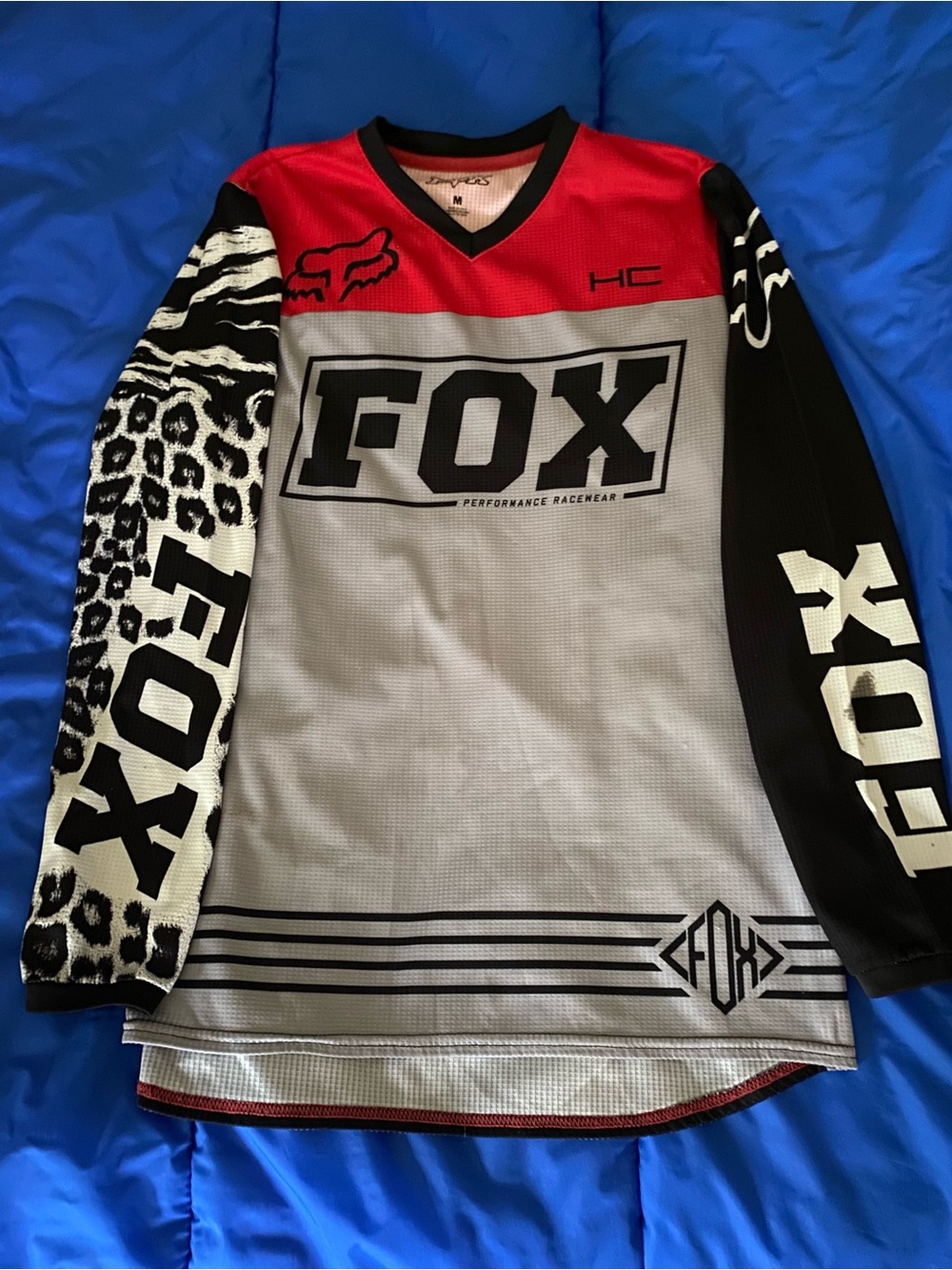 Womens M Long Sleeve Fox Racing Motocross Jersey - Red, White & Black